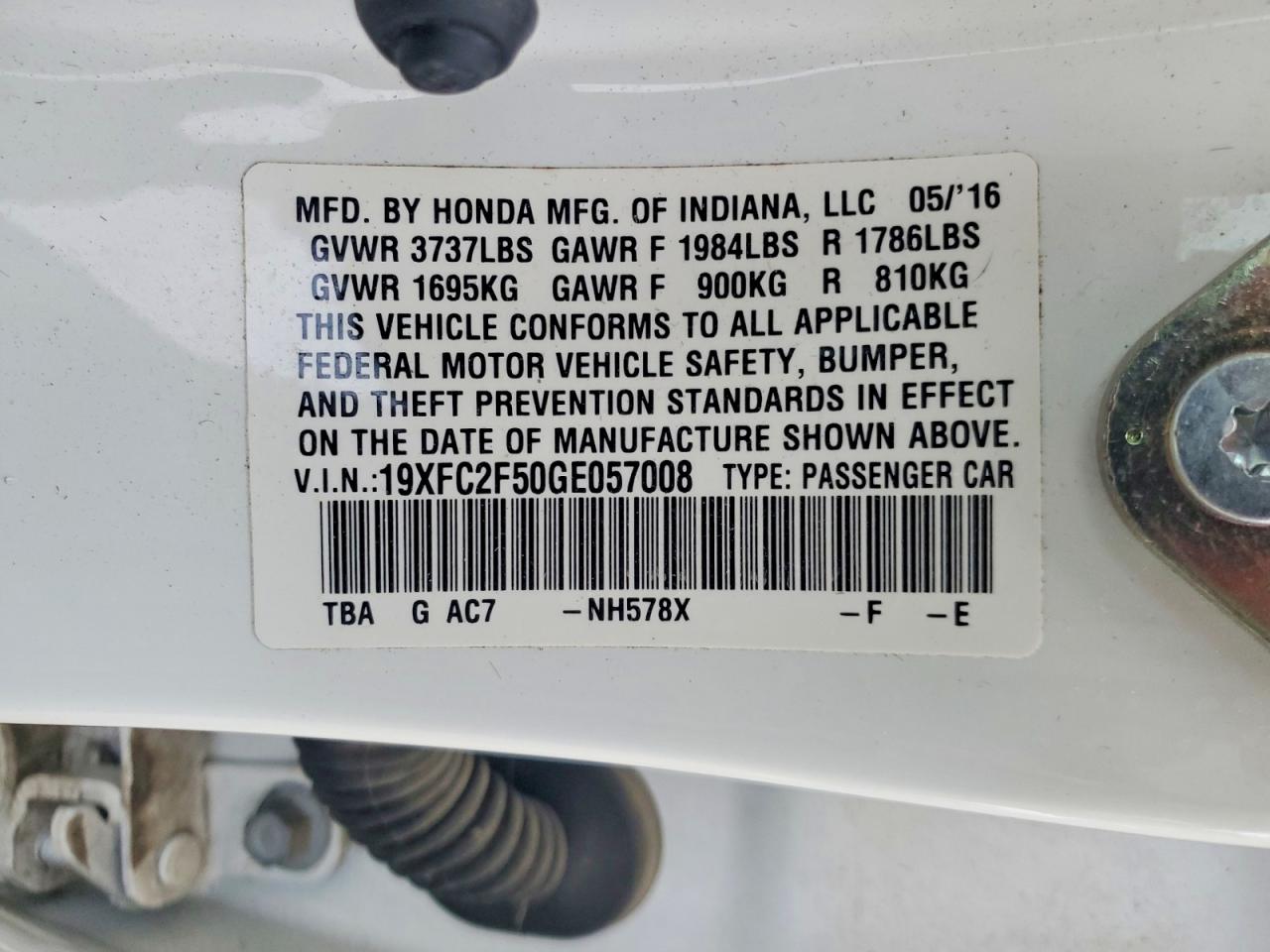 2016 HONDA CIVIC LX photo 12