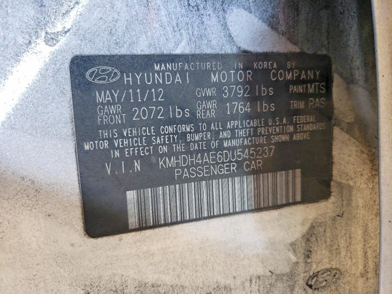 2013 HYUNDAI ELANTRA GLS photo 13