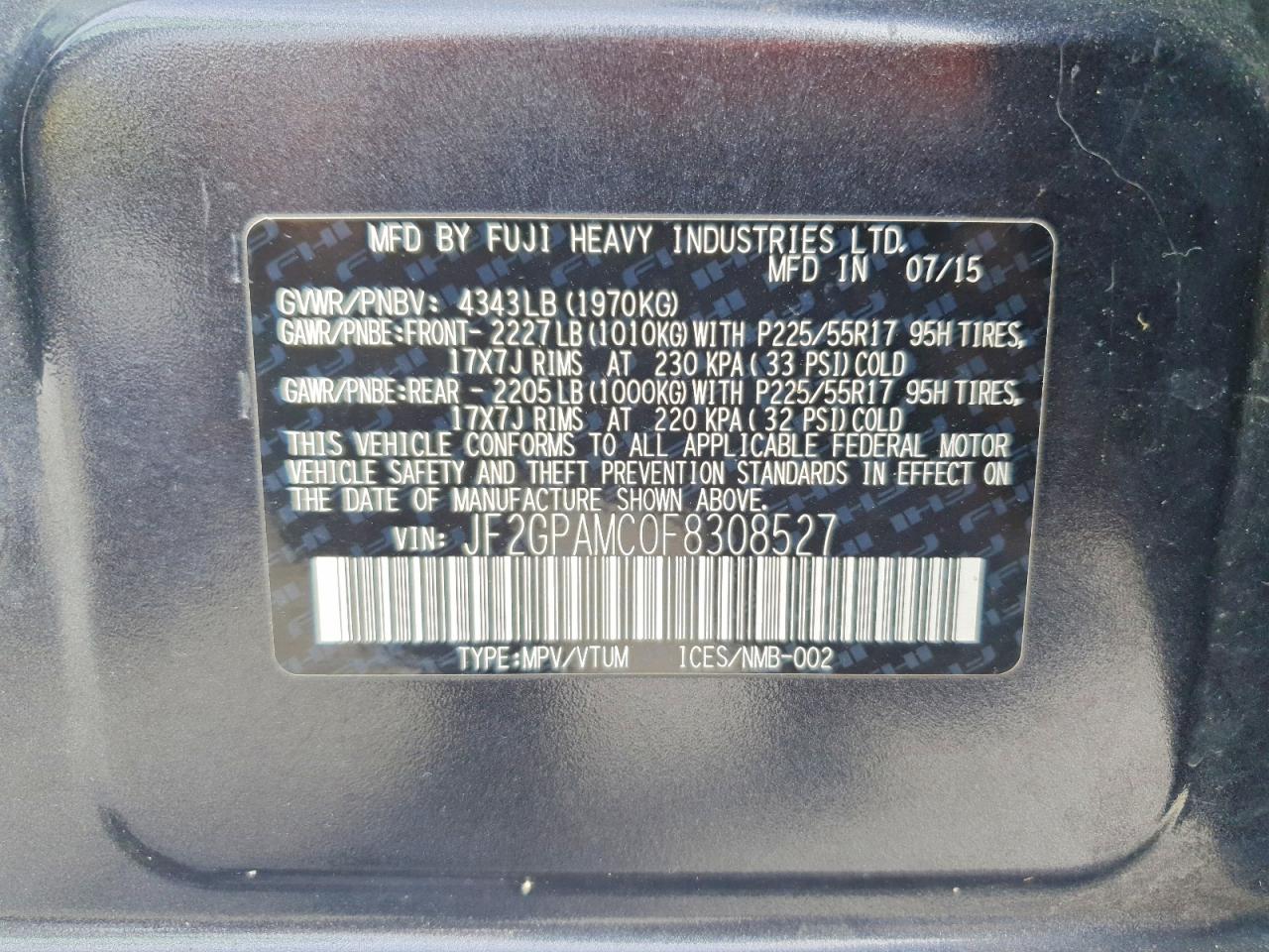2015 SUBARU XV CROSSTREK 2.0 LIMITED photo 13