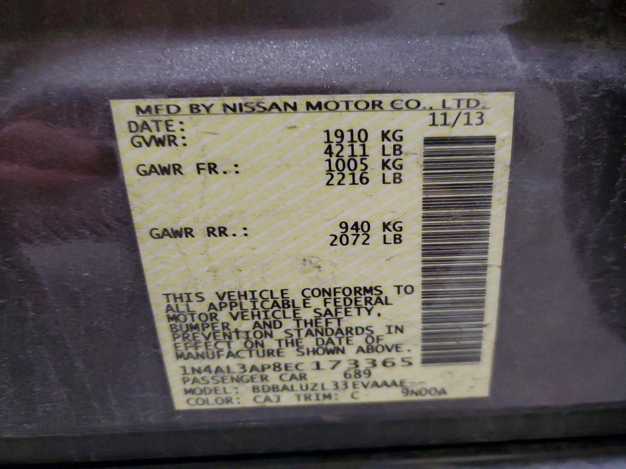 2014 NISSAN ALTIMA 2.5 photo 12