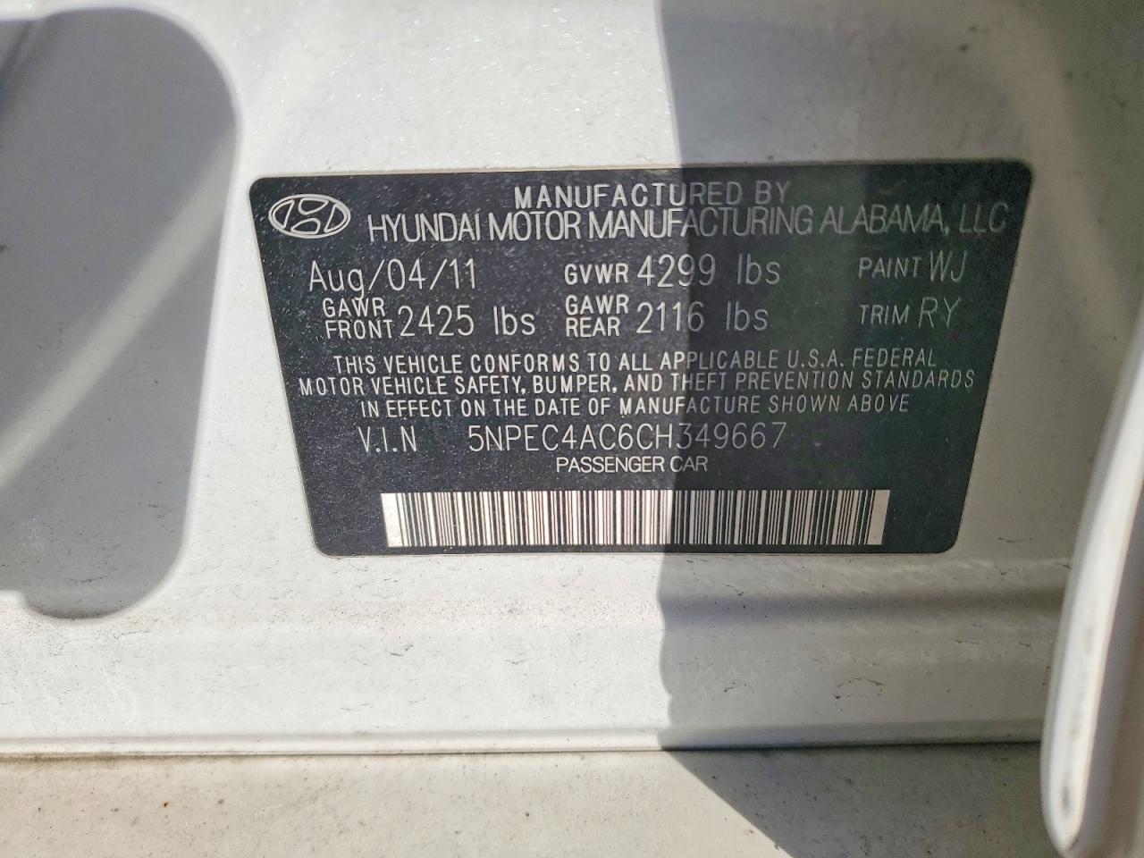 2012 HYUNDAI SONATA SE photo 12