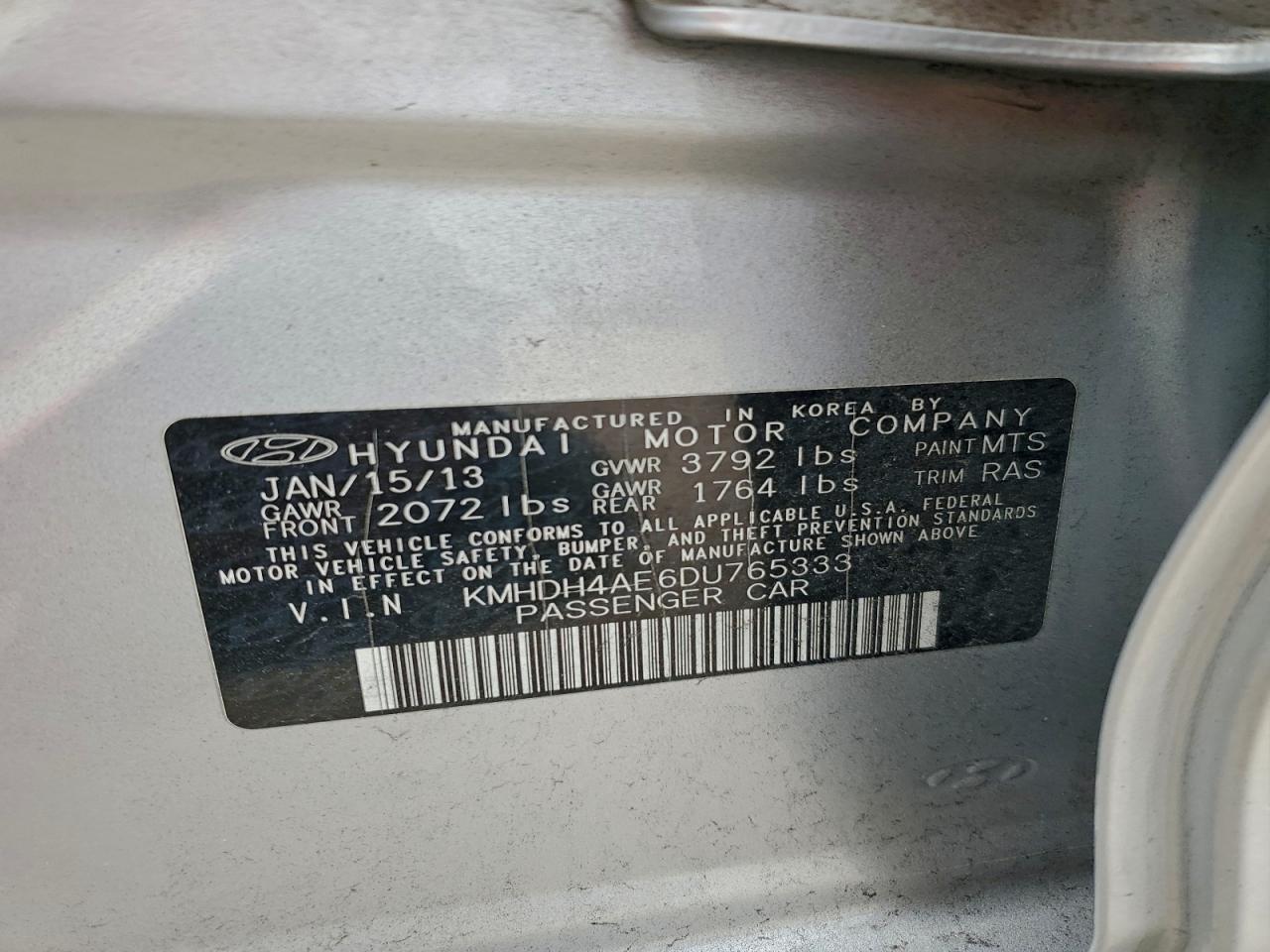 2013 HYUNDAI ELANTRA GLS photo 12