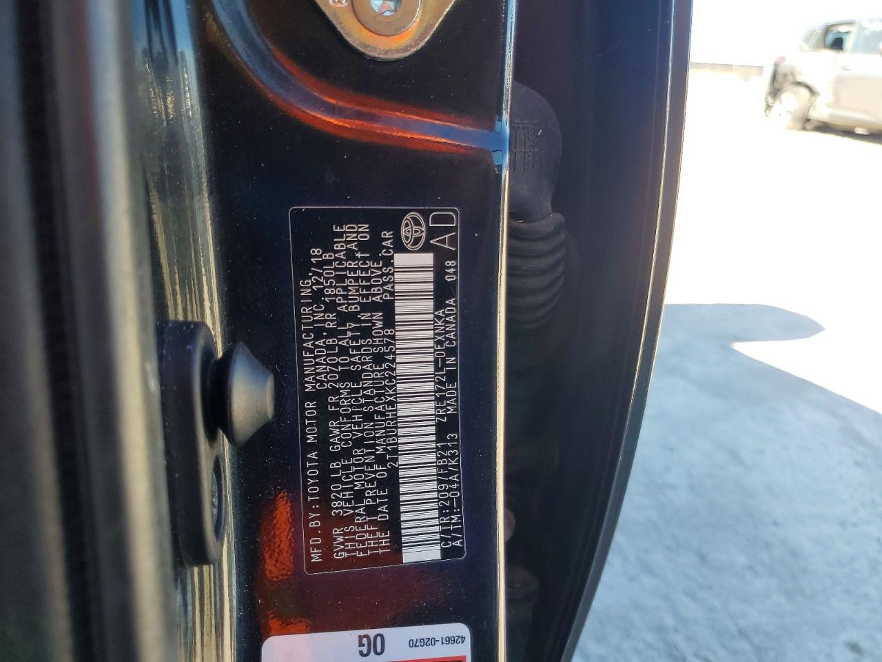 2019 TOYOTA COROLLA L photo 12