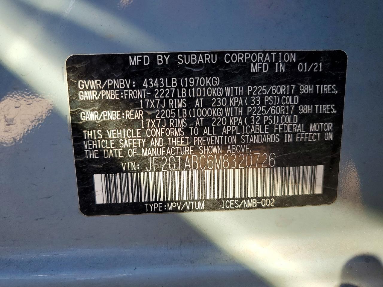 2021 SUBARU CROSSTREK photo 12