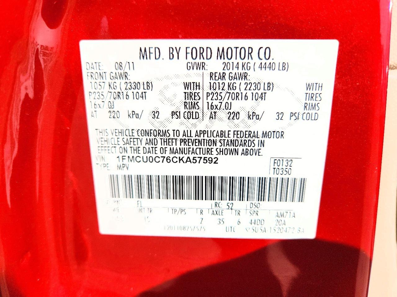 2012 FORD ESCAPE XLS photo 12