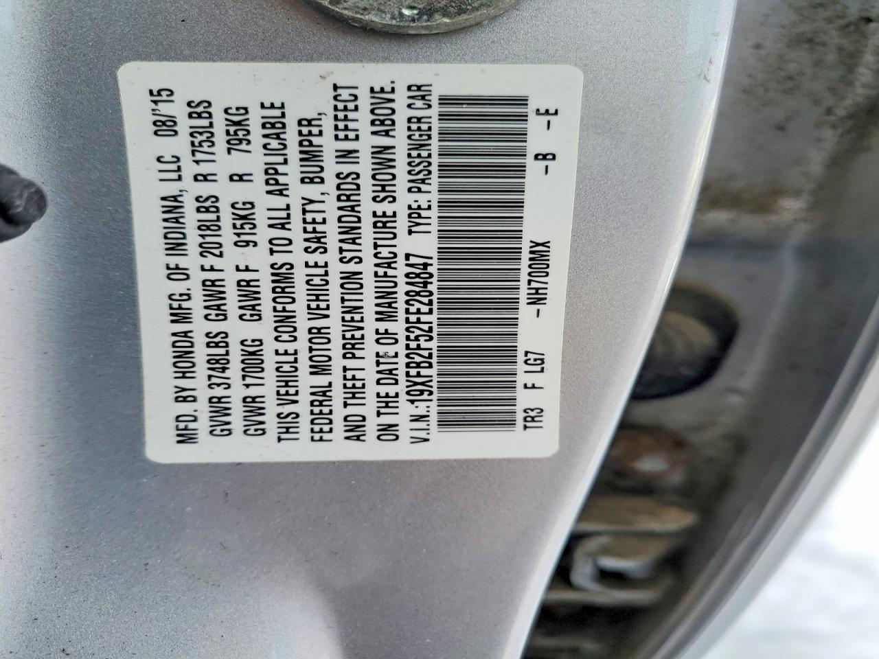2015 HONDA CIVIC LX photo 12