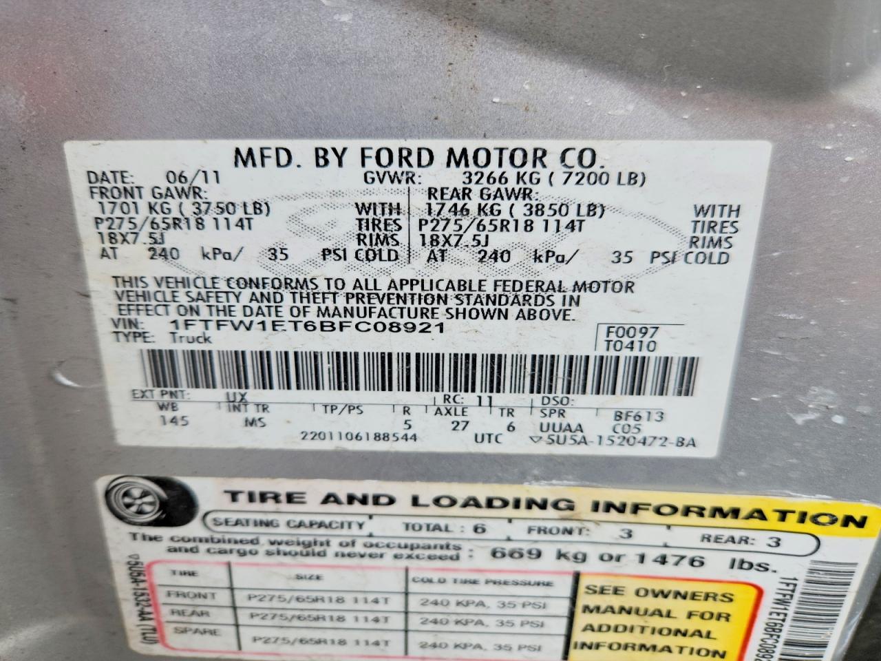 2011 FORD F150 SUPERCREW photo 12