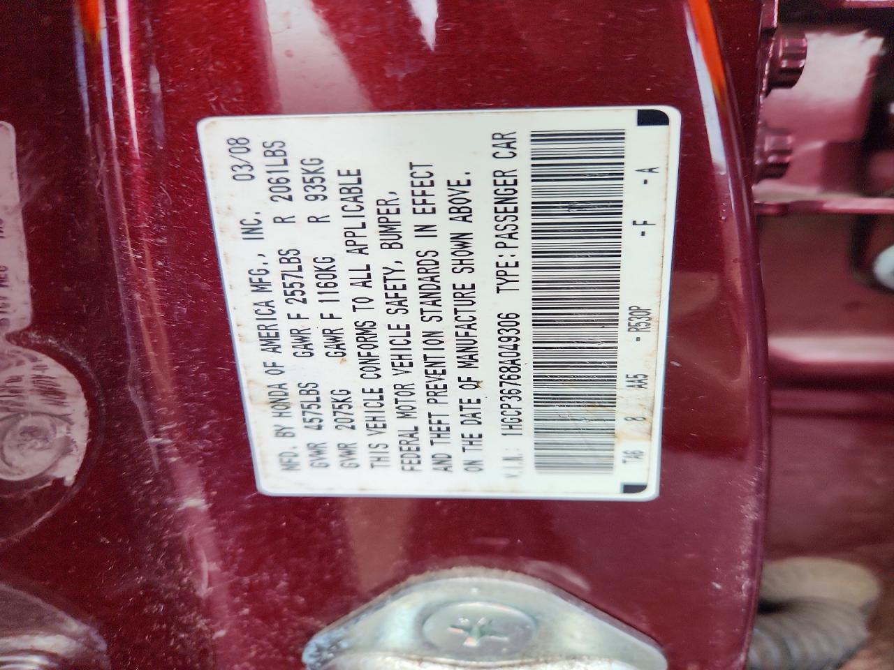 2008 HONDA ACCORD EX photo 23