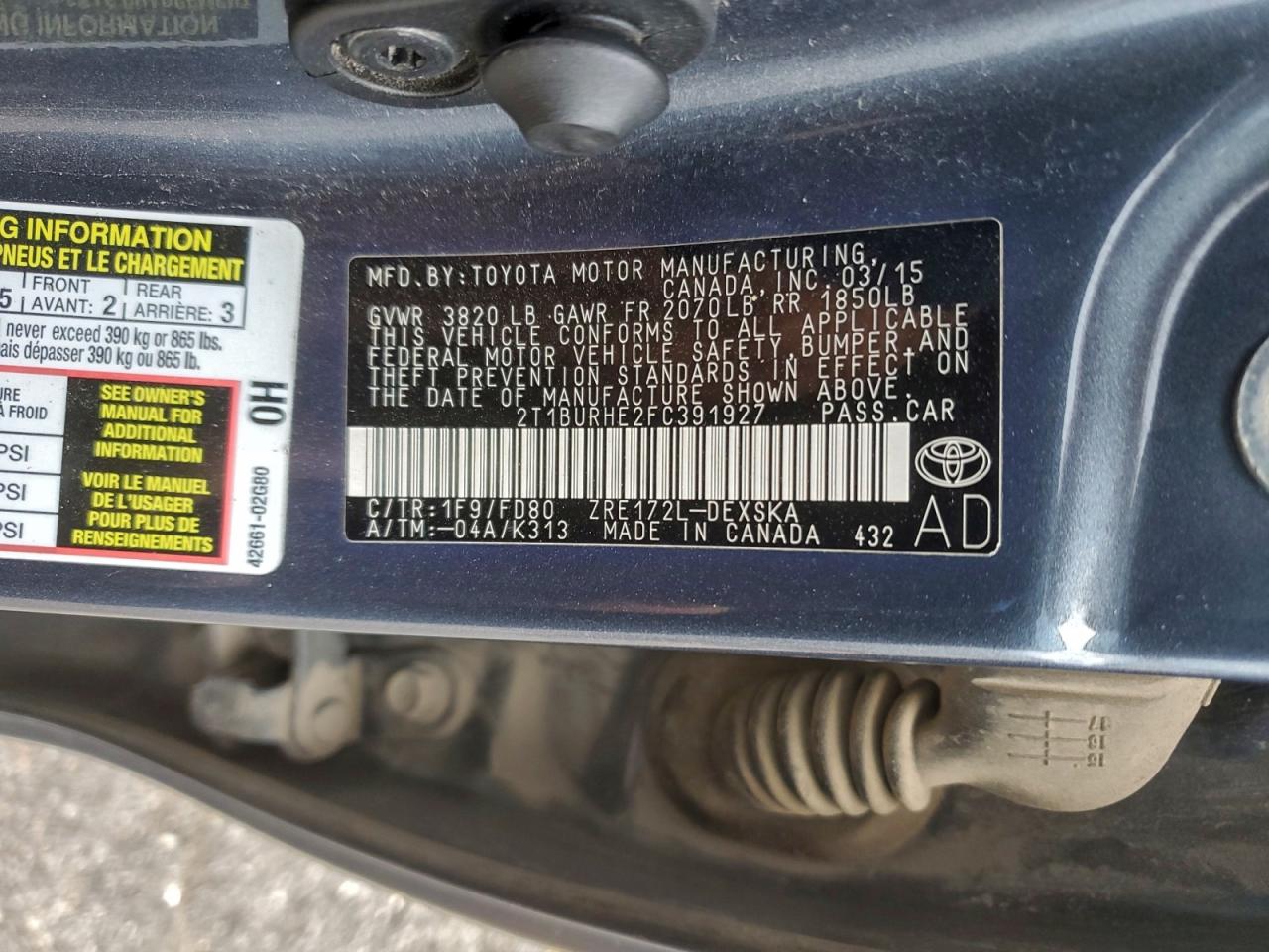 2015 TOYOTA COROLLA L photo 12