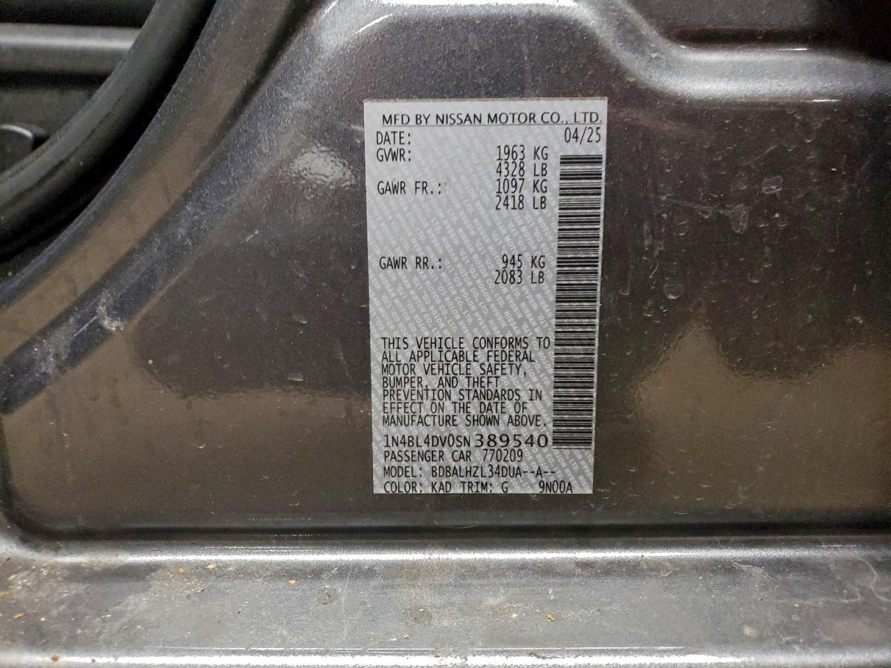 2025 NISSAN ALTIMA SV photo 12