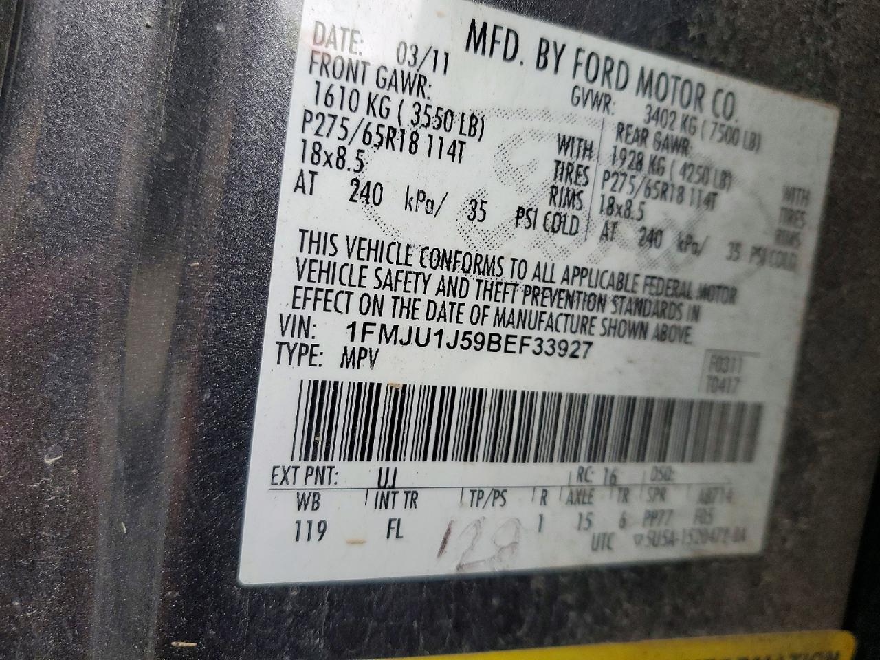 2011 FORD EXPEDITION XLT photo 13