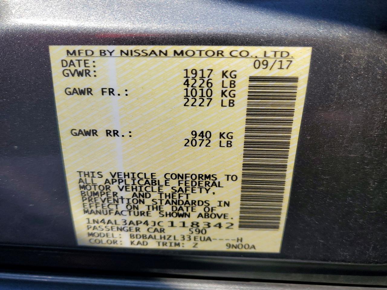 2018 NISSAN ALTIMA 2.5 photo 13