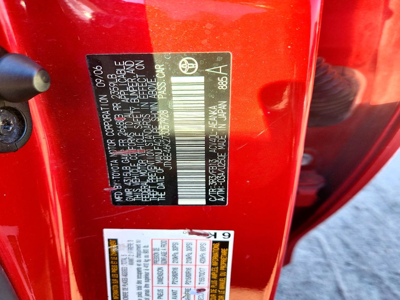 2007 TOYOTA CAMRY CE photo 12