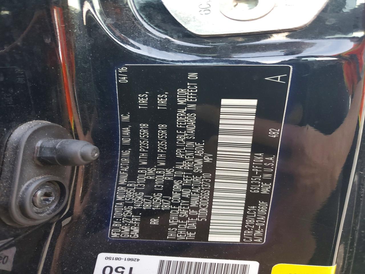 2016 TOYOTA SIENNA XLE photo 14