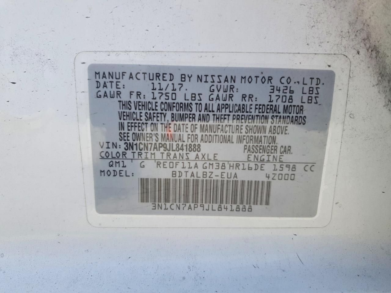 2018 NISSAN VERSA S photo 13