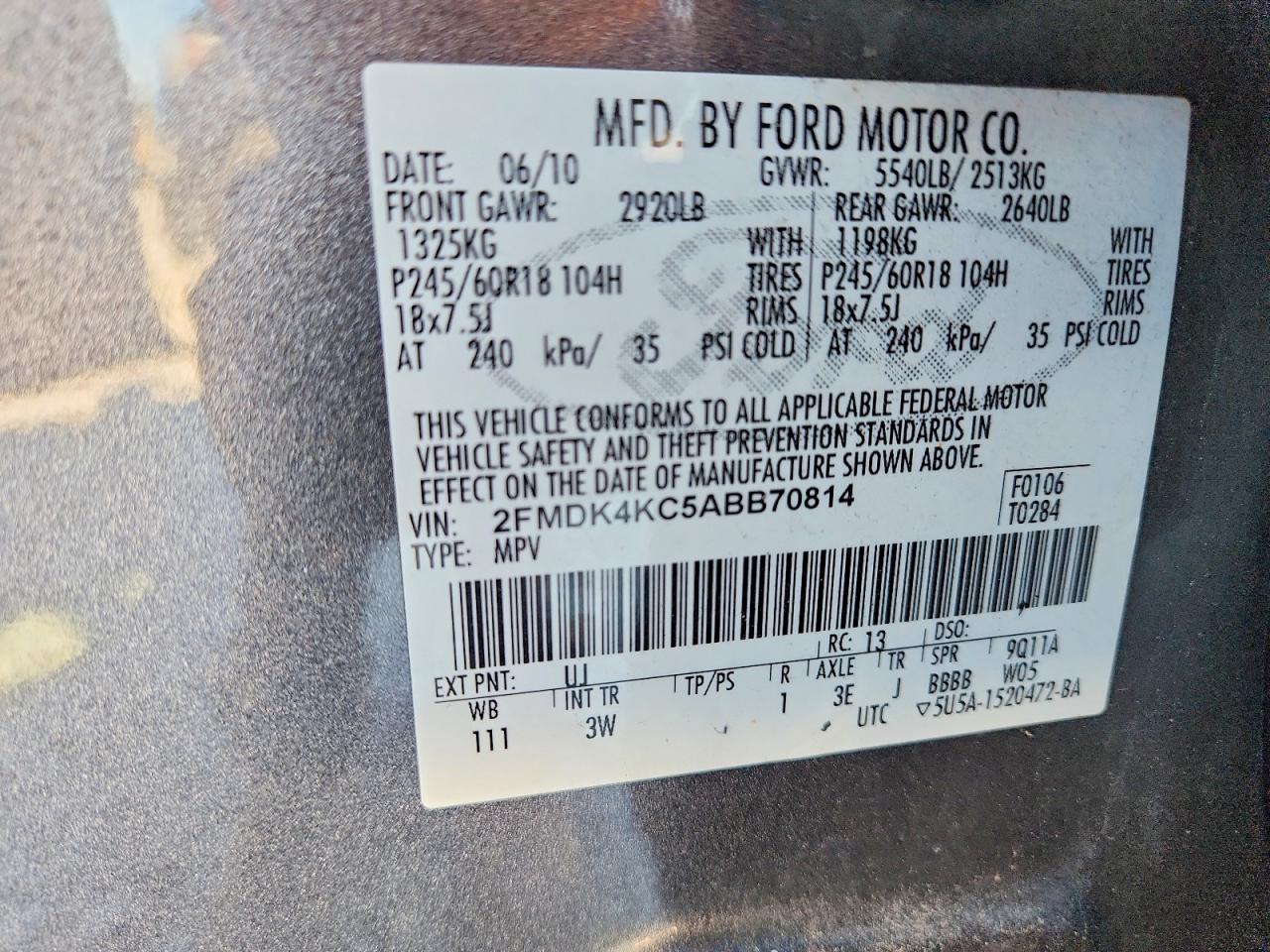 2010 FORD EDGE LIMITED photo 12