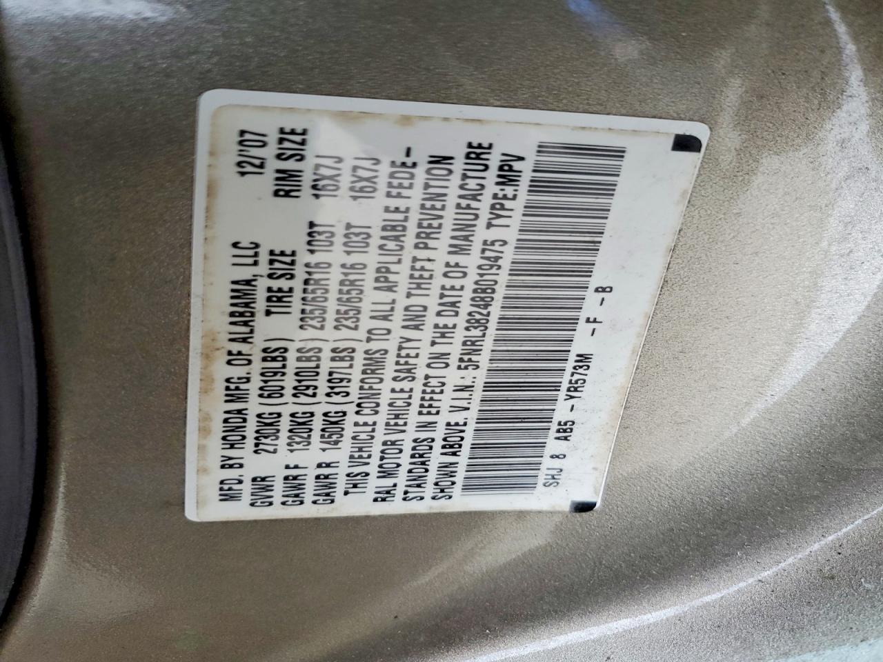 2008 HONDA ODYSSEY LX photo 13
