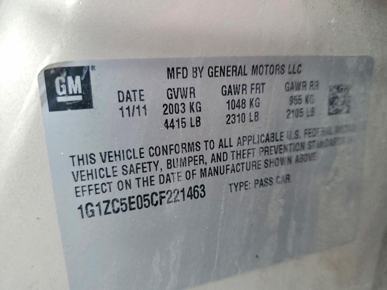 2012 CHEVROLET MALIBU 1LT photo 12