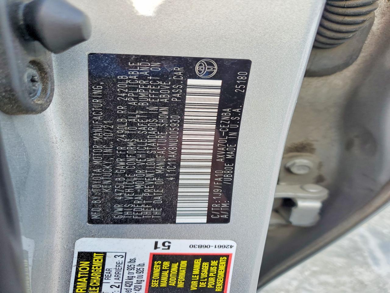 2022 TOYOTA CAMRY LE photo 23