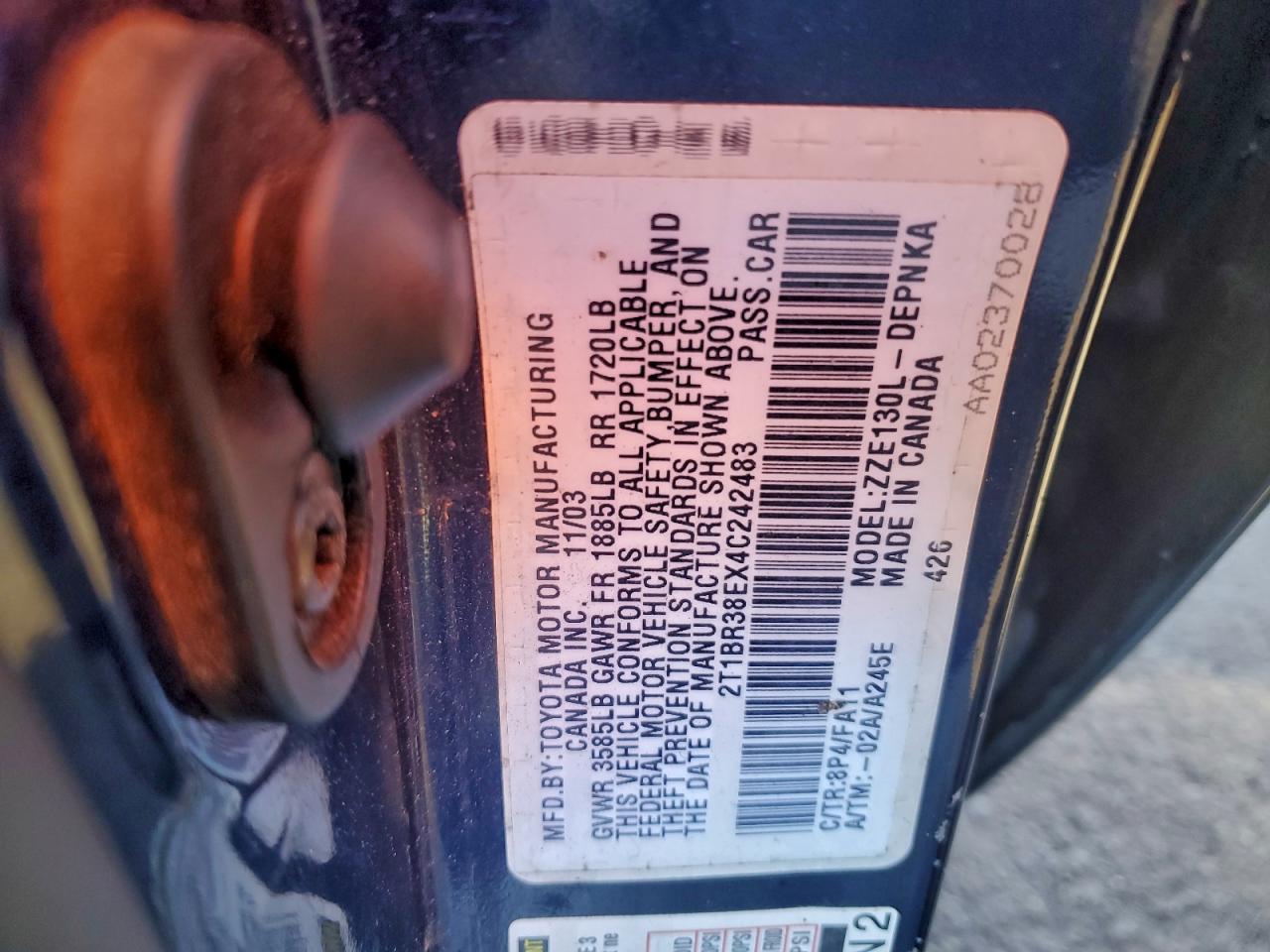 2004 TOYOTA COROLLA CE photo 12