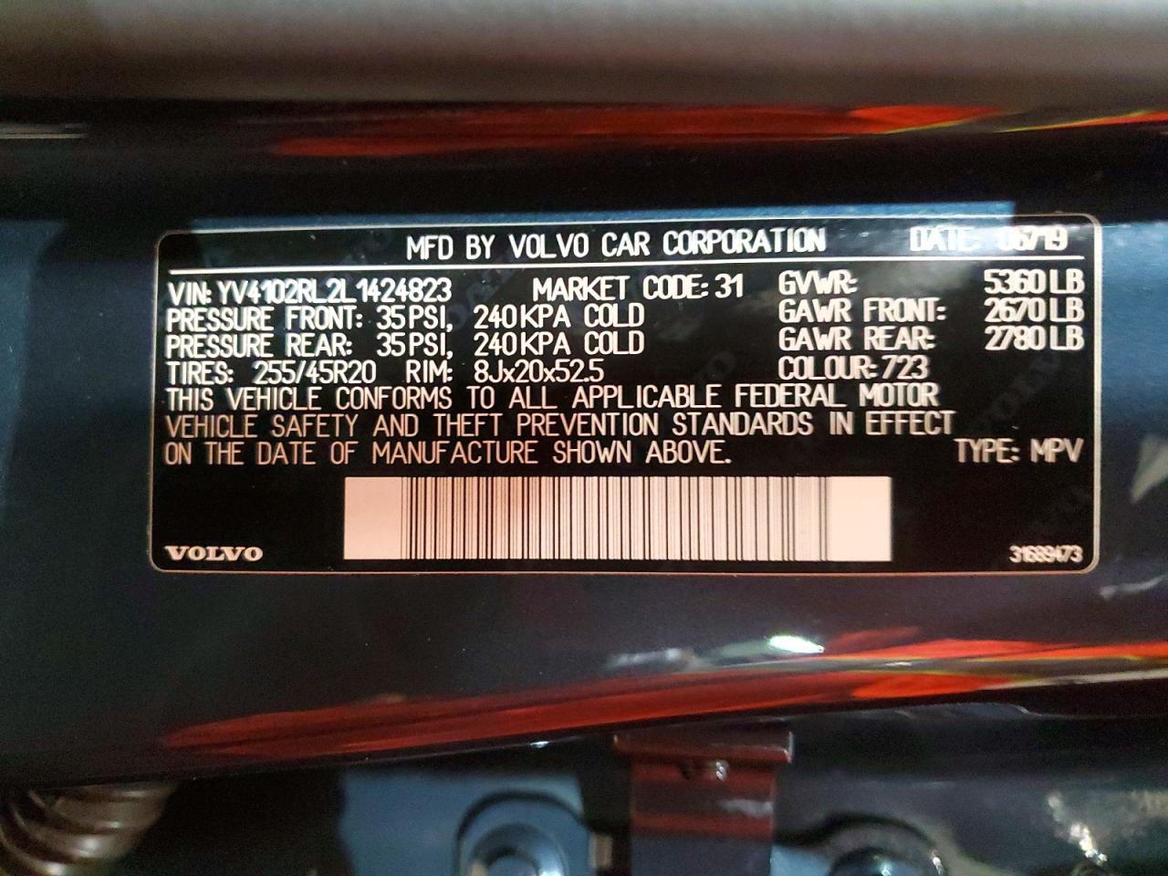 2020 VOLVO XC60 T5 INSCRIPTION photo 13