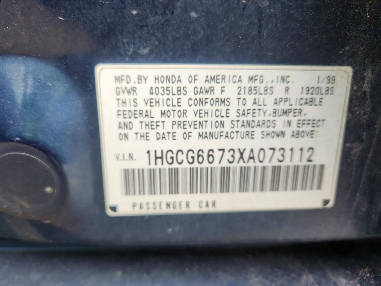 1999 HONDA ACCORD EX photo 12