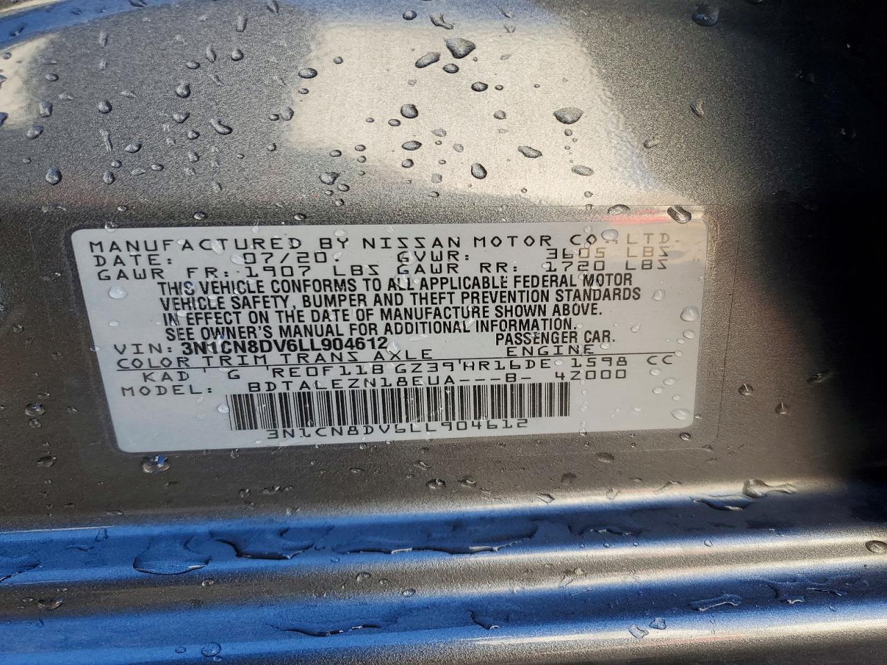 2020 NISSAN VERSA S photo 12