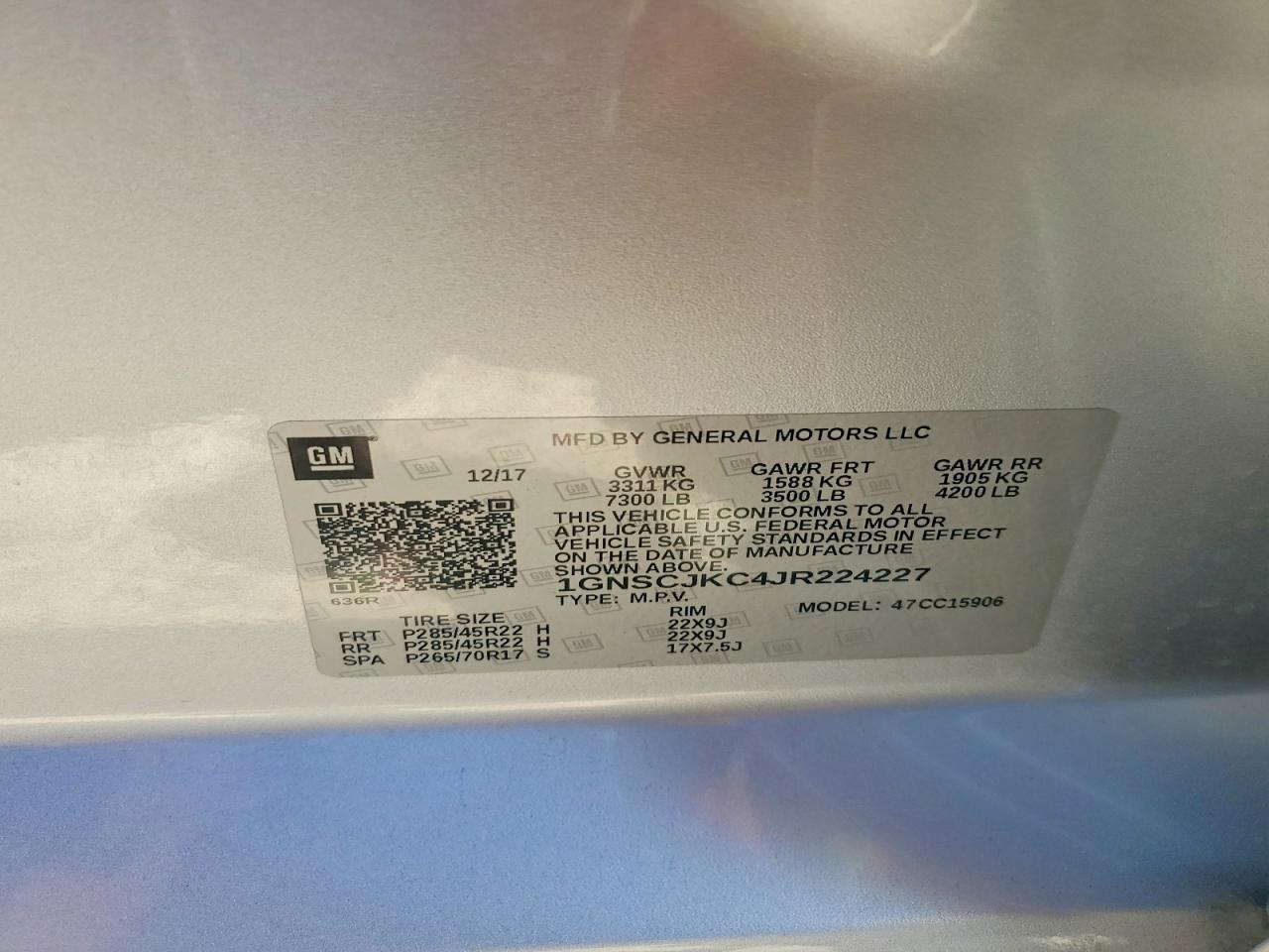 2018 CHEVROLET SUBURBAN C1500 PREMIER photo 13