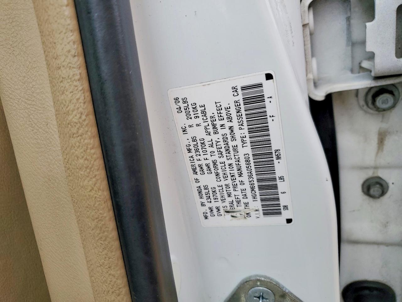 2006 HONDA ACCORD EX photo 12