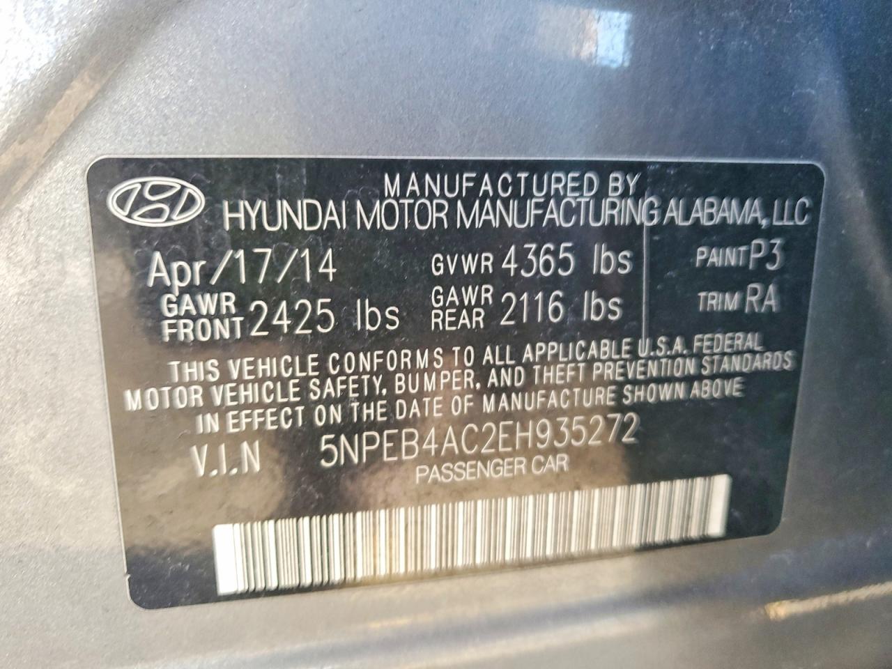 2014 HYUNDAI SONATA GLS photo 12