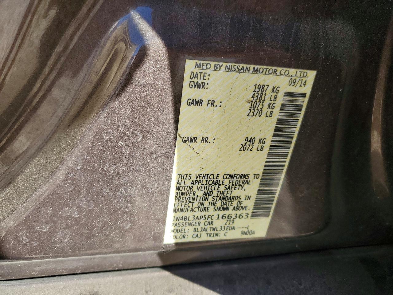 2015 NISSAN ALTIMA 3.5S photo 12