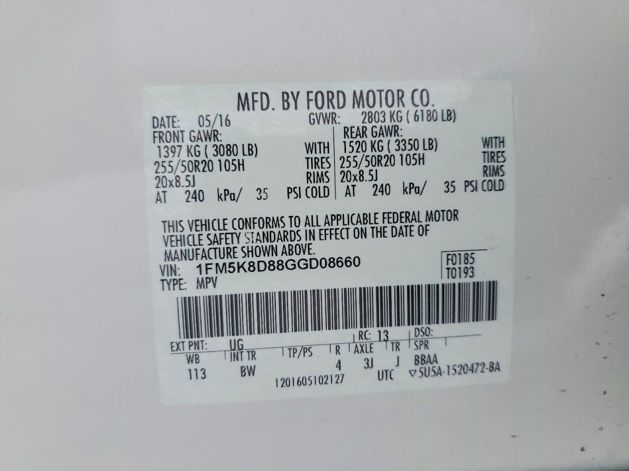 2016 FORD EXPLORER XLT photo 13