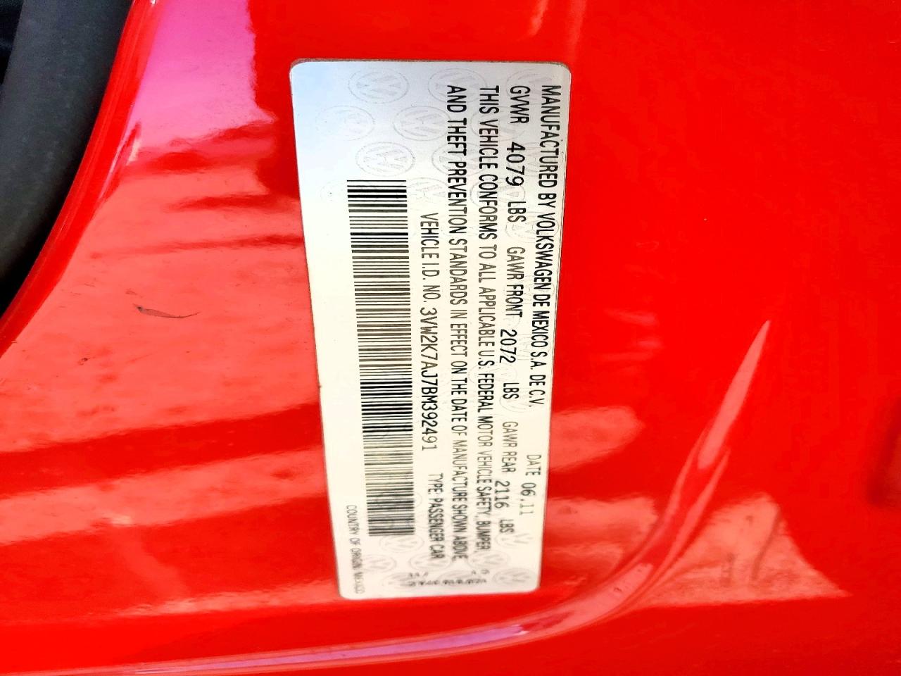2011 VOLKSWAGEN JETTA BASE photo 13