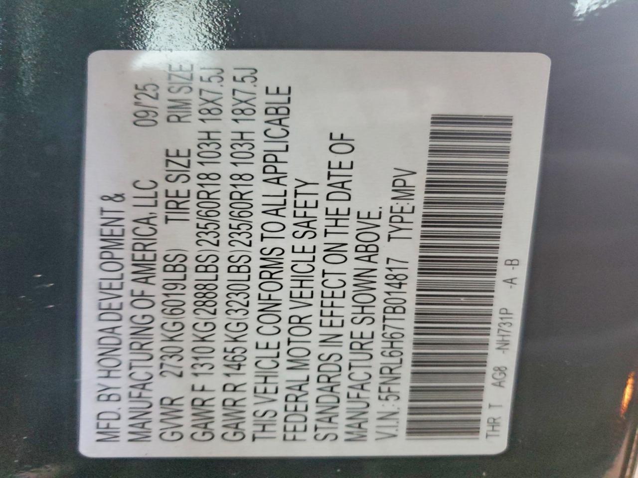 2026 HONDA ODYSSEY EXL photo 13