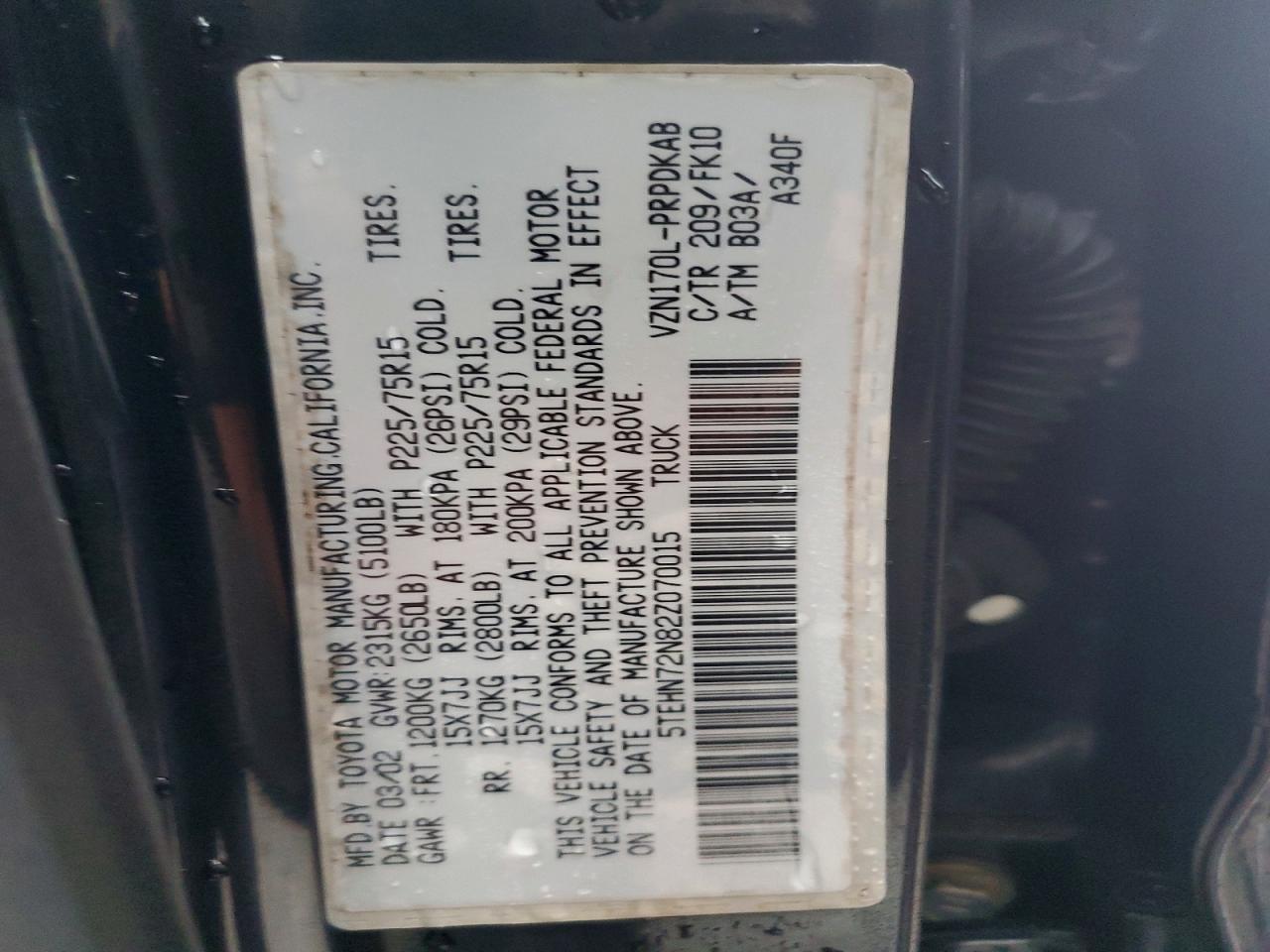 2002 TOYOTA TACOMA DOUBLE CAB photo 12
