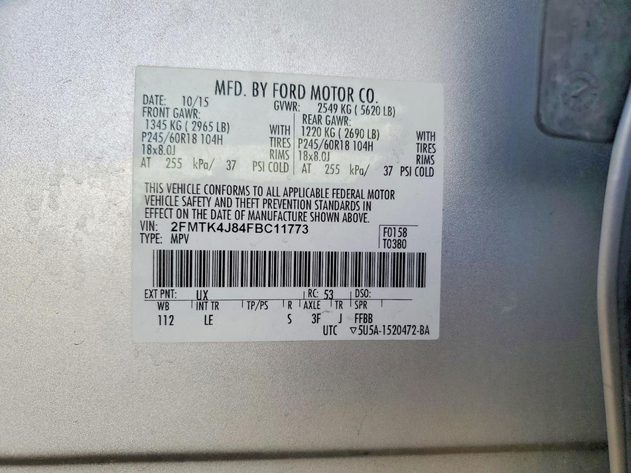 2015 FORD EDGE SEL photo 12