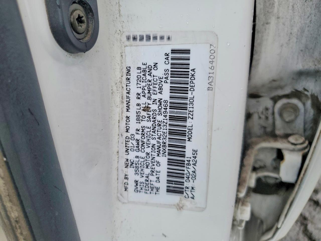 2003 TOYOTA COROLLA CE photo 12