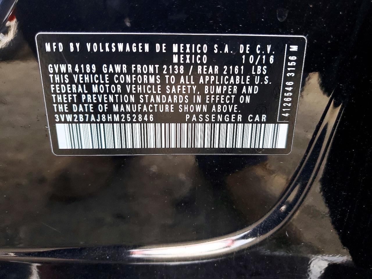 2017 VOLKSWAGEN JETTA S photo 12
