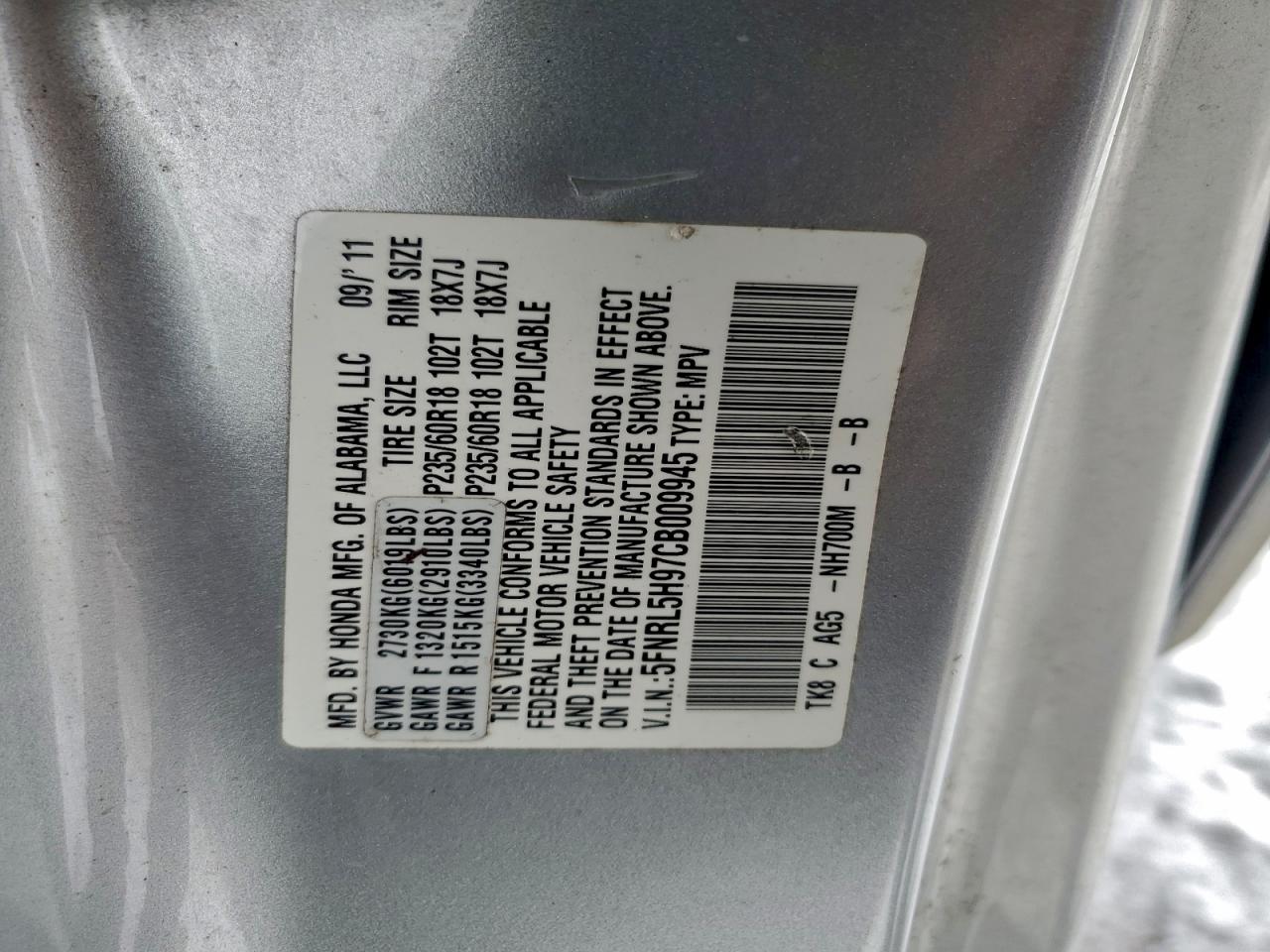 2012 HONDA ODYSSEY TOURING photo 13