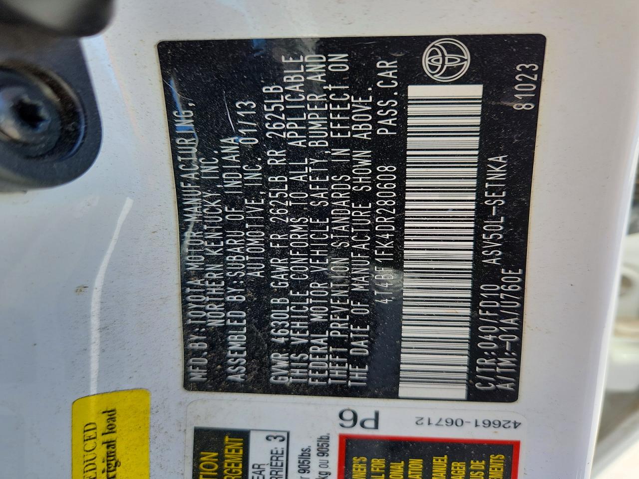 2013 TOYOTA CAMRY L photo 13