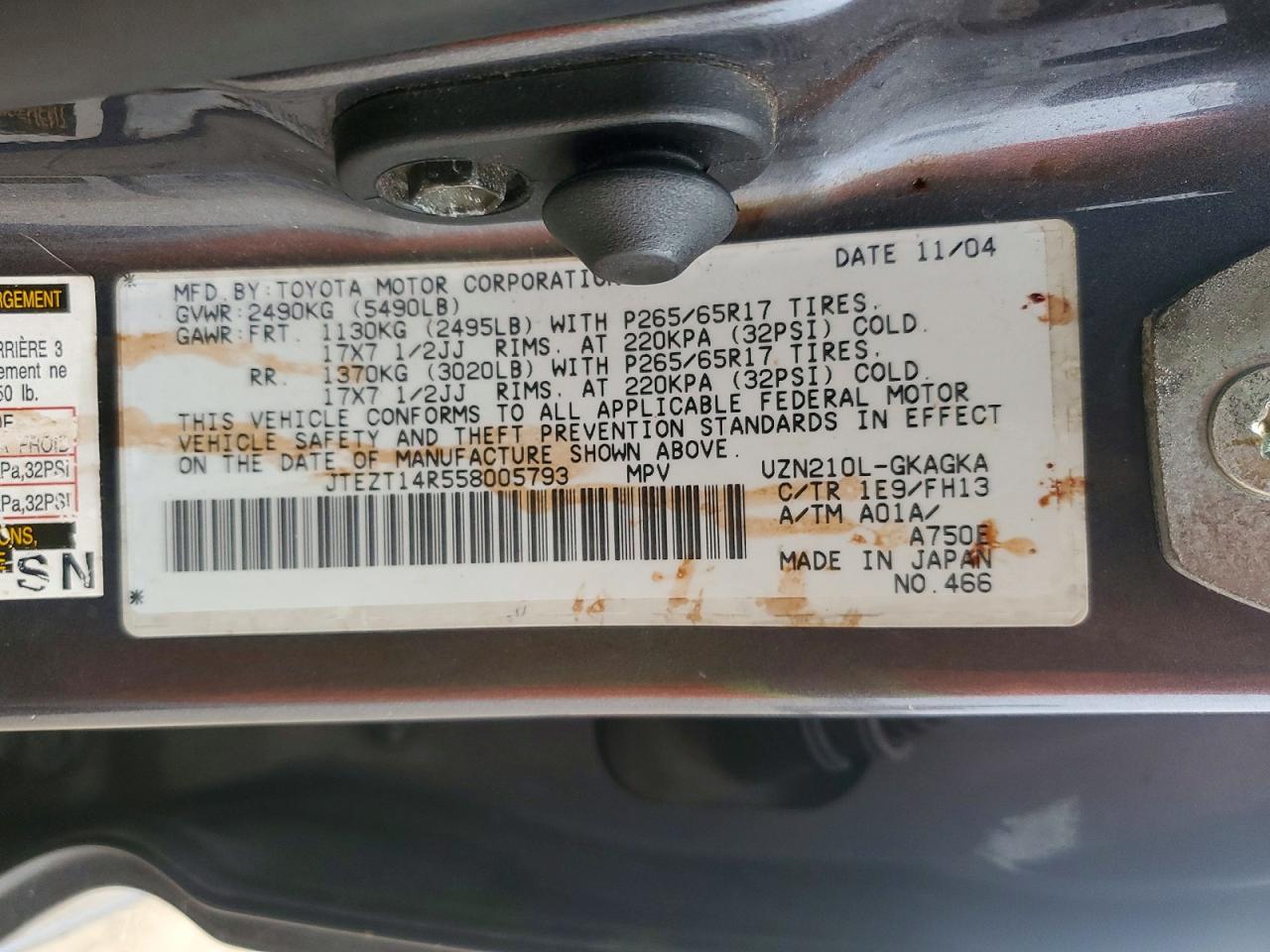 2005 TOYOTA 4RUNNER SR5 photo 13