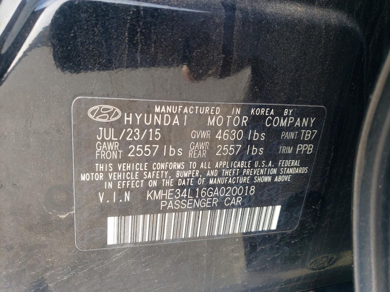2016 HYUNDAI SONATA HYBRID photo 12