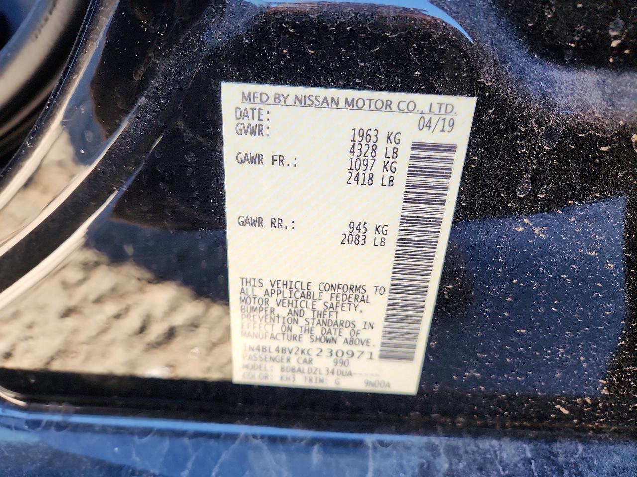 2019 NISSAN ALTIMA S photo 12