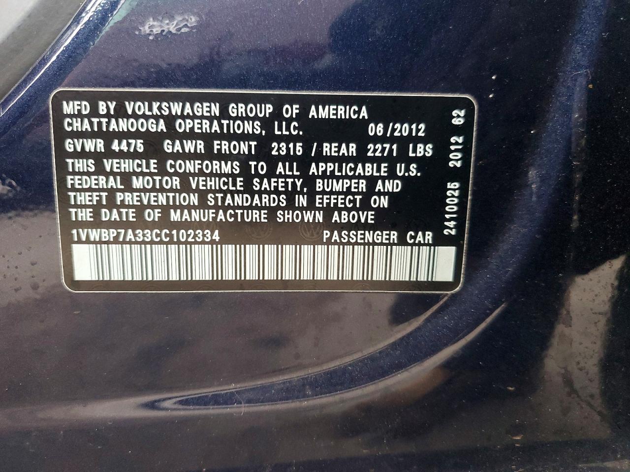 2012 VOLKSWAGEN PASSAT SE photo 12