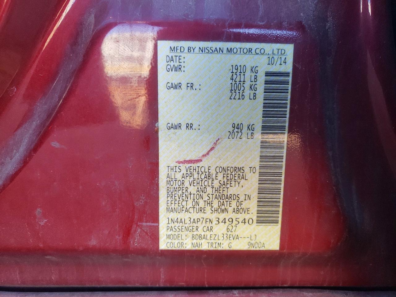 2015 NISSAN ALTIMA 2.5 photo 12