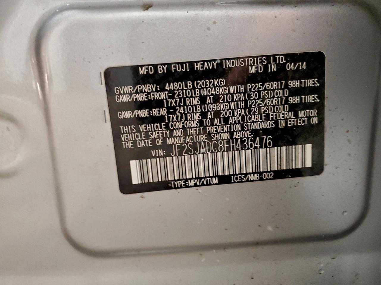 2015 SUBARU FORESTER 2.5I PREMIUM photo 13