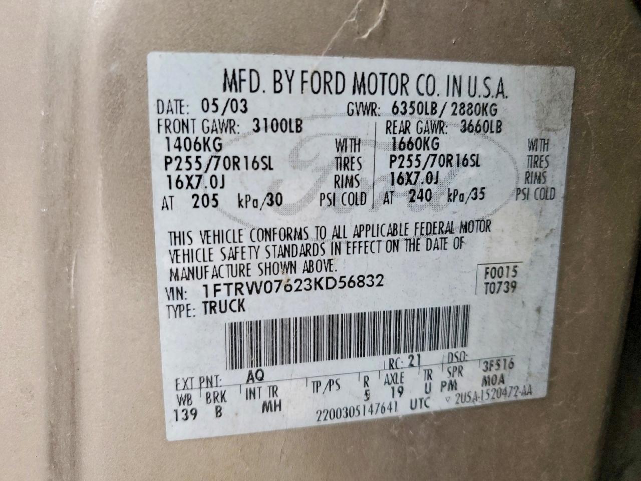 2003 FORD F150 SUPERCREW photo 12