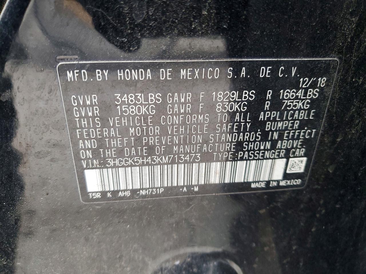 2019 HONDA FIT LX photo 12