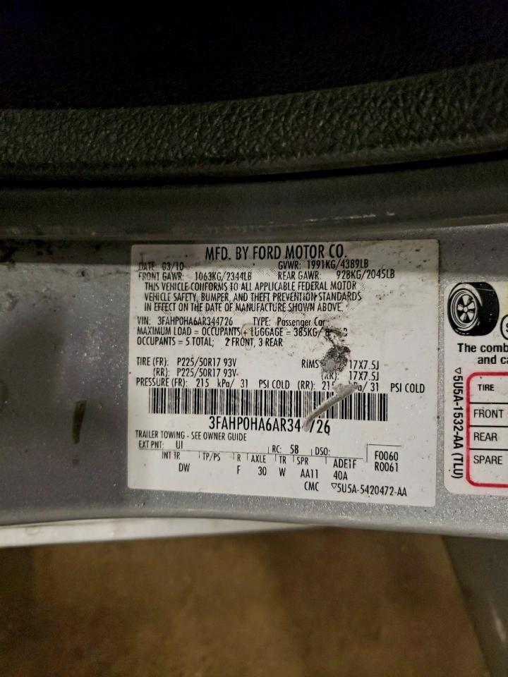 2010 FORD FUSION SE photo 12