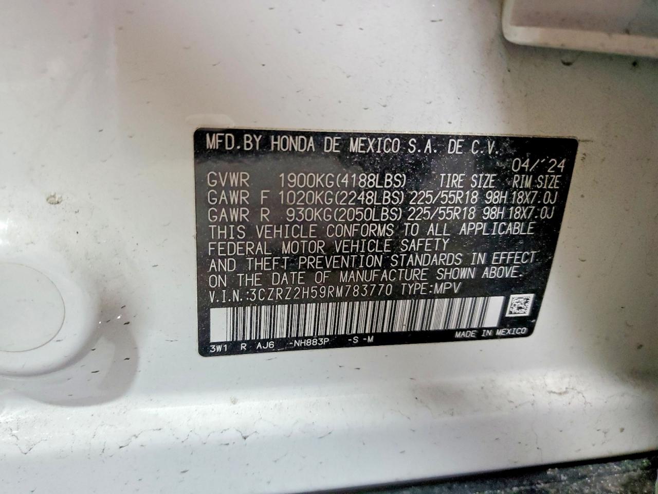 2024 HONDA HR-V SPORT photo 13